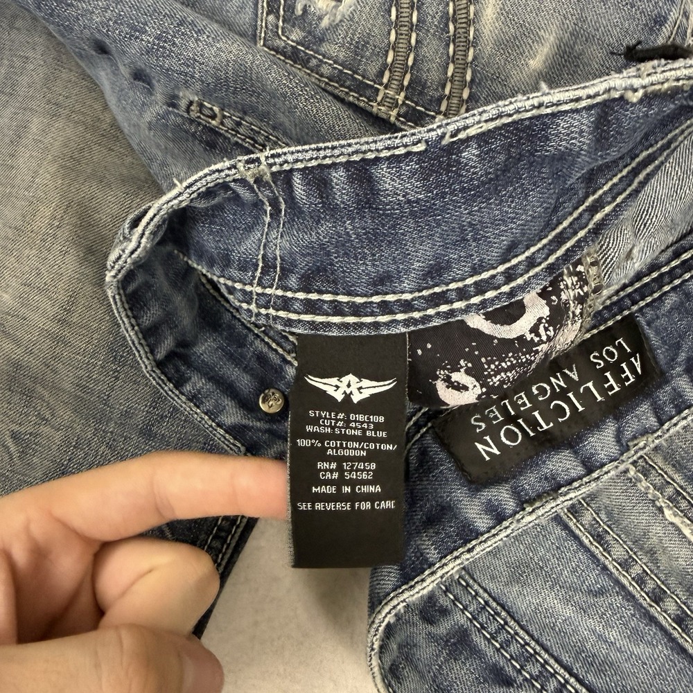 Affliction Cooper Relaxed Bootcut Jeans Mens 36 Distressed Stone Blue Y2K Denim - Picture 3 of 10